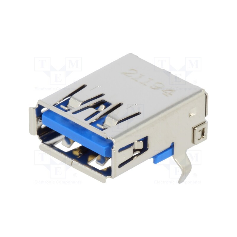 1 pcs x MOLEX - 484050003 - Socket, USB A, on PCBs, THT, PIN: 9, angled 90°, USB 3.0