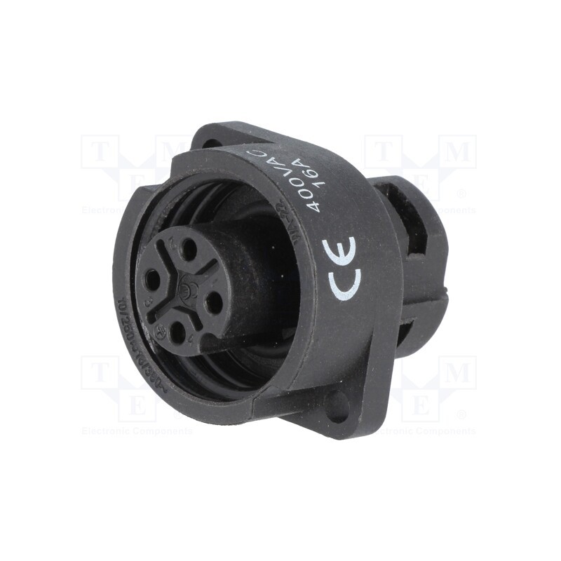 1 pcs x WEIPU - WA22K4Z2 - Socket, WA22, female, PIN: 4, 3+PE, IP67, 16A, screw terminal, 400V