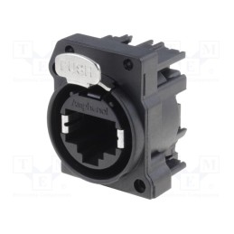 1 pcs x AMPHENOL - RJX8FA3HB - Socket, RJ45, XLRnet, Cat: Class D, with push button, THT