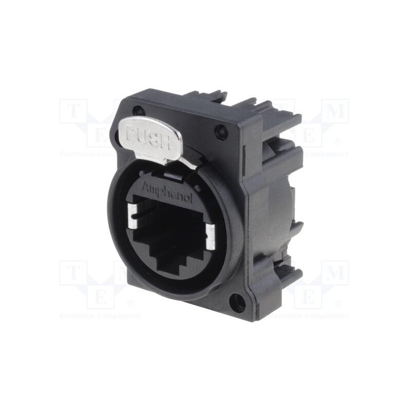1 pcs x AMPHENOL - RJX8FA3HB - Socket, RJ45, XLRnet, Cat: Class D, with push button, THT