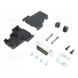 1 pcs x ENCITECH - 6355-0037-02 - D-Sub, PIN: 15, plug, male, soldering, for cable, black