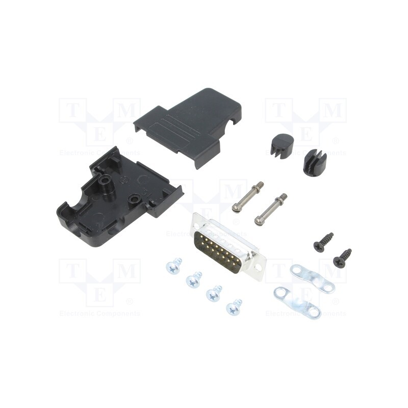 1 pcs x ENCITECH - 6355-0037-02 - D-Sub, PIN: 15, plug, male, soldering, for cable, black