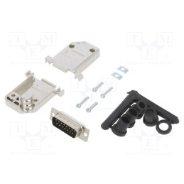 1 pcs x ENCITECH - 6355-0072-02 - D-Sub, PIN: 15, plug, male, soldering, for cable, black