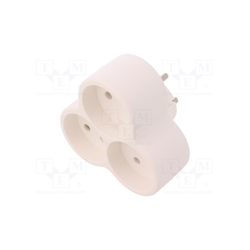 1 pcs x PLASTROL - W-01140 - Connector: AC supply, splitter, 2P, 250VAC, 16A, Type: round, white