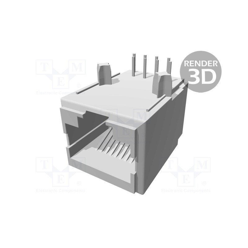 1 pcs x TE Connectivity - 5558341-1 - Socket, RJ45, PIN: 8, Layout: 8p8c, on PCBs, THT