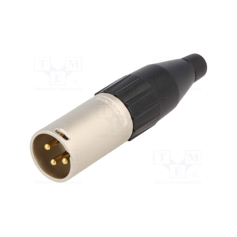 1 pcs x AMPHENOL - AC3MMJ-AU - Plug, XLR, male, PIN: 3, straight, for cable, soldering, gold-plated