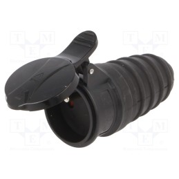 1 pcs x PAWBOL - D.3157 - Connector: AC supply, female, socket, 2P+PE, 250VAC, 16A, black