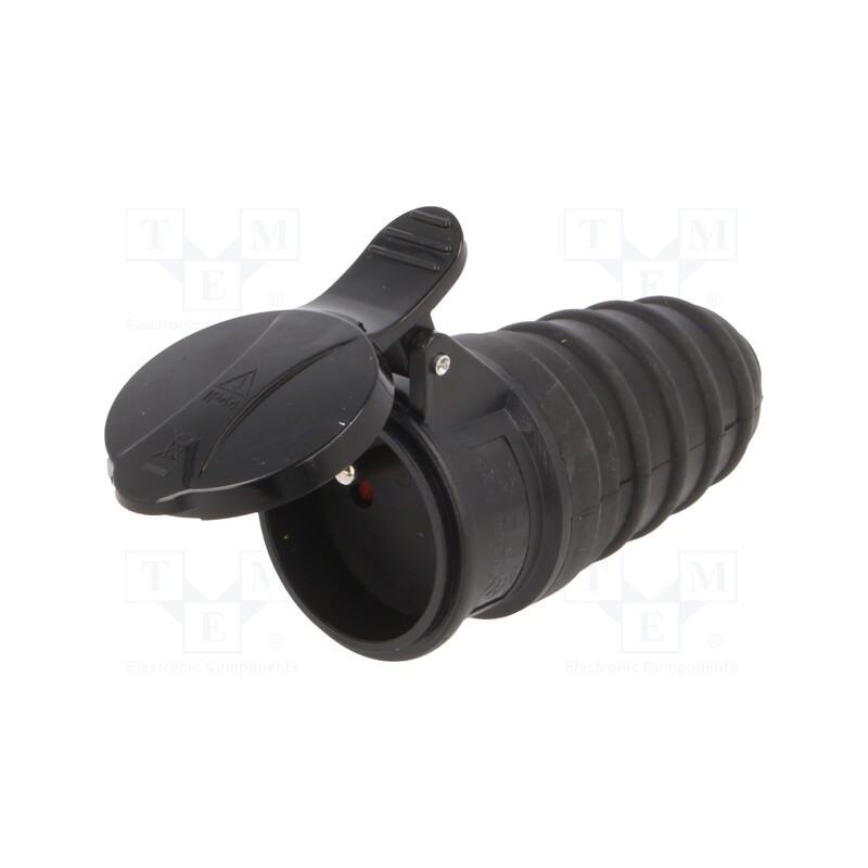 1 pcs x PAWBOL - D.3157 - Connector: AC supply, female, socket, 2P+PE, 250VAC, 16A, black