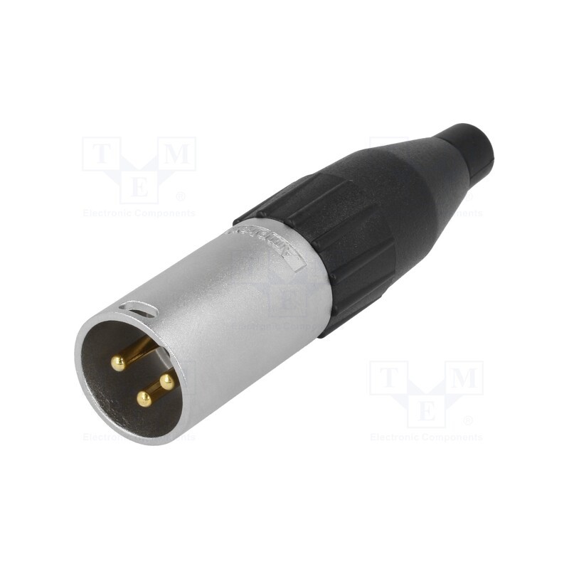 1 pcs x AMPHENOL - AC3MM-AU - Plug, XLR, male, PIN: 3, straight, for cable, soldering, gold-plated