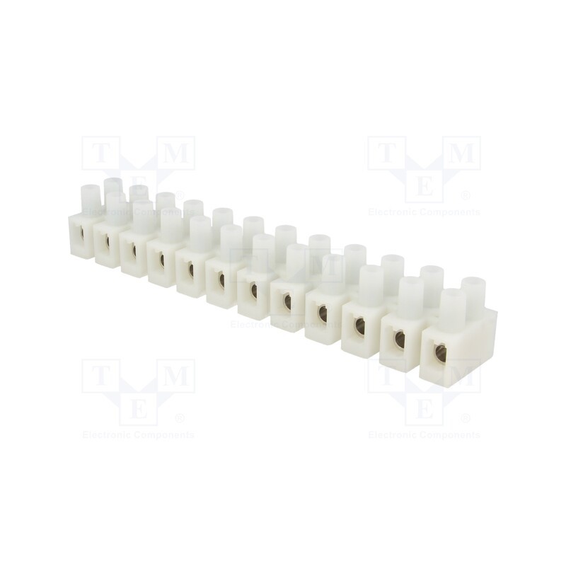 1 pcs x SIMET - 89094110 - Terminal block, screw terminal, 10mm2, 500V, 57A, ways: 12, white