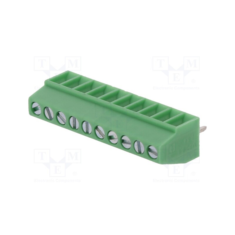 1 pcs x PHOENIX CONTACT - MPT 0,5/10-2,54 1725737 - PCB terminal block, angled 90°, 2.54mm, ways: 10, on PCBs, 0.5mm2