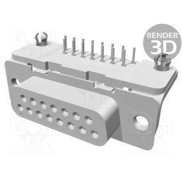 1 pcs x TE Connectivity - 1-106506-2 - D-Sub, PIN: 15, socket, female, PCB snap, angled 90°, THT, UNC 4-40