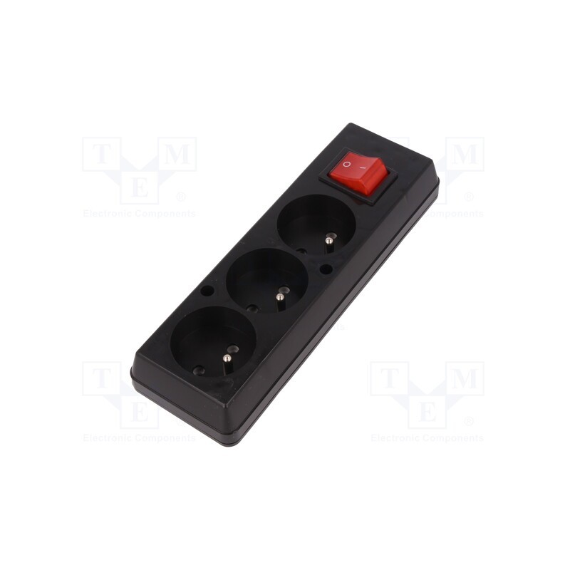 1 pcs x JONEX - 5907570021969 - Connector: AC supply, female, splitter, 2P+PE, 250VAC, 16A, black