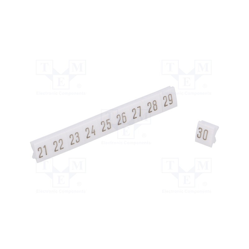 1 set x POKu00d3J - B51-72D2 - Marker, white, Width: 4.5mm, PCV, Marking: 21-30, -30÷100°C, push-in