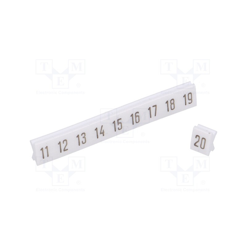 1 set x POKu00d3J - B51-72D1 - Marker, white, Width: 4.5mm, PCV, Marking: 11-20, -30÷100°C, push-in