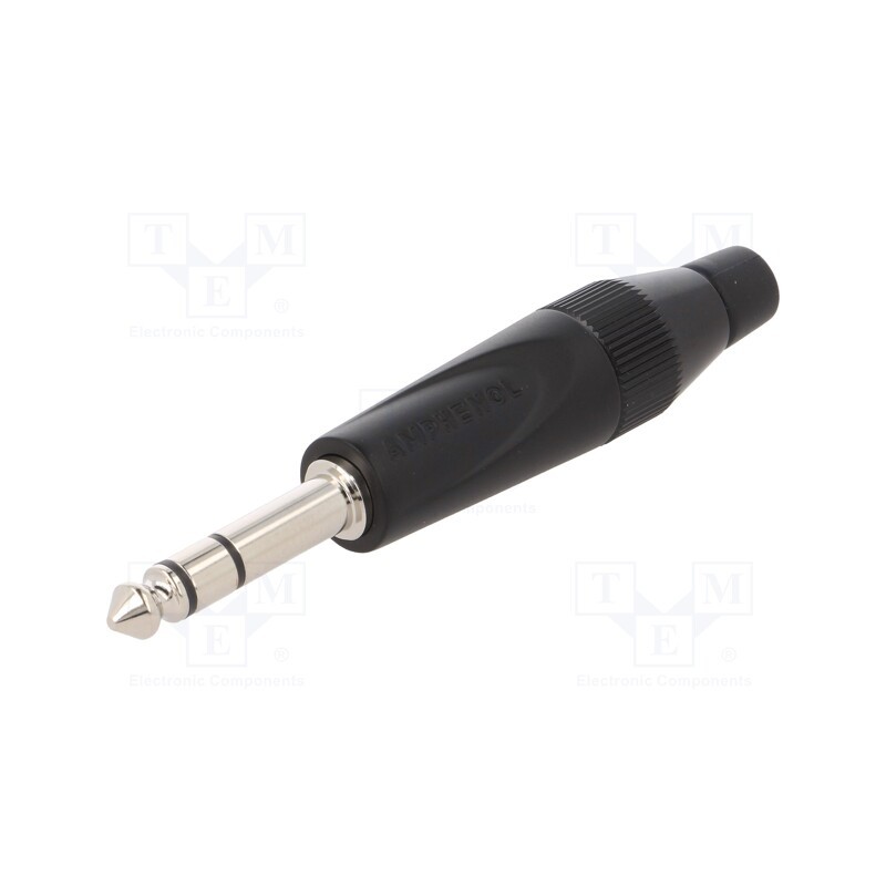 1 pcs x AMPHENOL - TS3PBM - Plug, Jack 6,3mm, male, stereo, ways: 3, straight, for cable, black