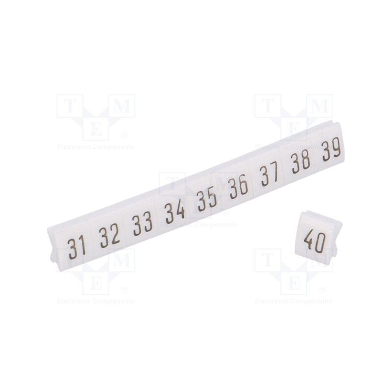 1 set x POKu00d3J - B51-72D3 - Marker, white, Width: 4.5mm, PCV, Marking: 31-40, -30÷100°C, push-in