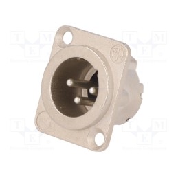 1 pcs x NEUTRIK - NC3MD-LX - Socket, XLR, male, PIN: 3, straight, soldering, silver, 16A, 19x24mm