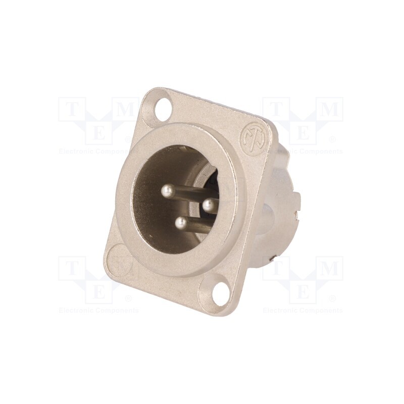 1 pcs x NEUTRIK - NC3MD-LX - Socket, XLR, male, PIN: 3, straight, soldering, silver, 16A, 19x24mm