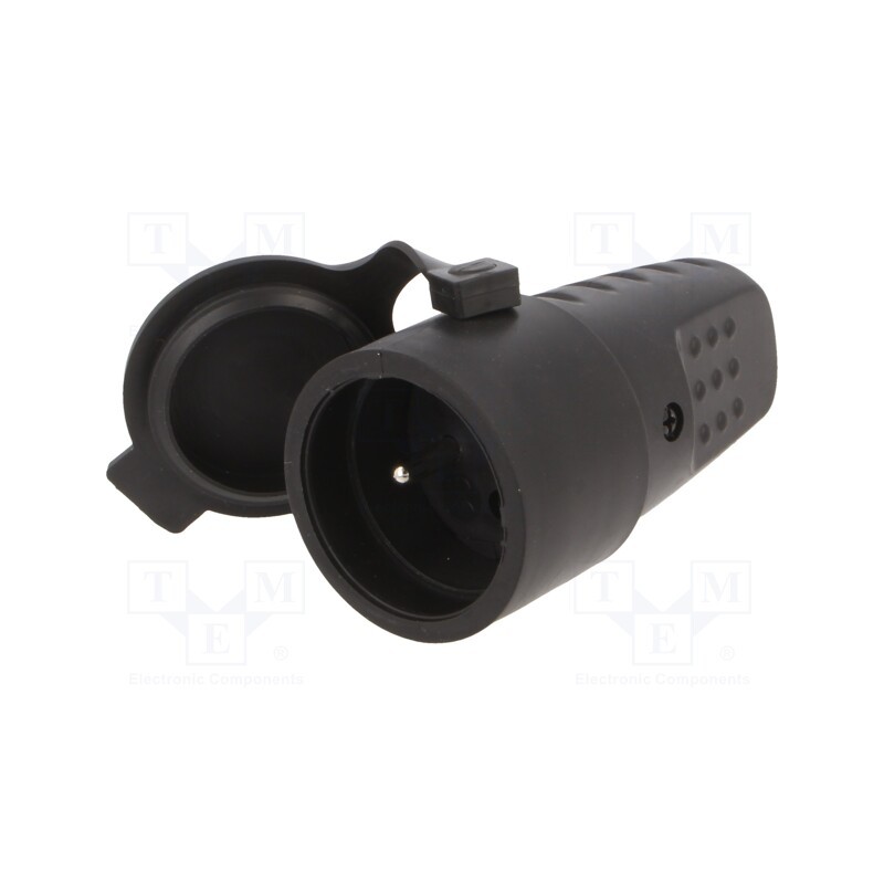 1 pcs x PAWBOL - D.3157L - Connector: AC supply, female, socket, 2P+PE, 250VAC, 16A, black