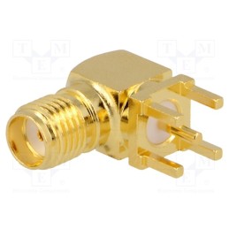 1 pcs x AMPHENOL RF - SMA6252A2-3GT50G-50 - Socket, SMA, female, angled 90°, 50Ω, THT, on PCBs, PTFE