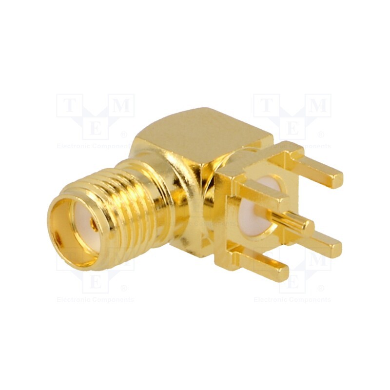 1 pcs x AMPHENOL RF - SMA6252A2-3GT50G-50 - Socket, SMA, female, angled 90°, 50Ω, THT, on PCBs, PTFE