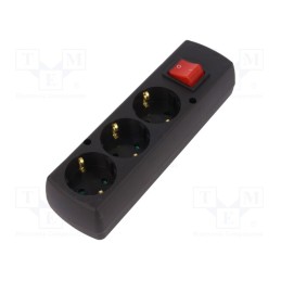 1 pcs x JONEX - 5907570028586 - Connector: AC supply, female, splitter, 2P+PE, 250VAC, 16A, black