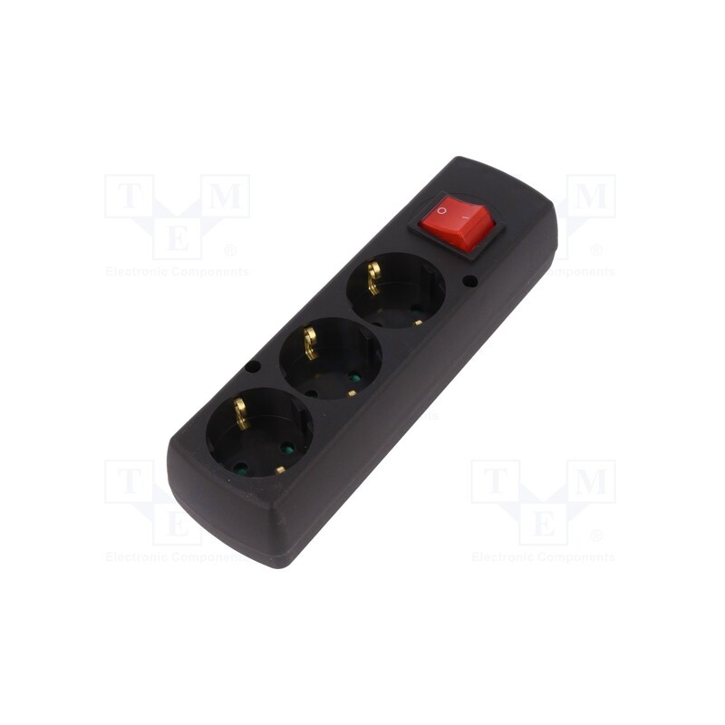 1 pcs x JONEX - 5907570028586 - Connector: AC supply, female, splitter, 2P+PE, 250VAC, 16A, black