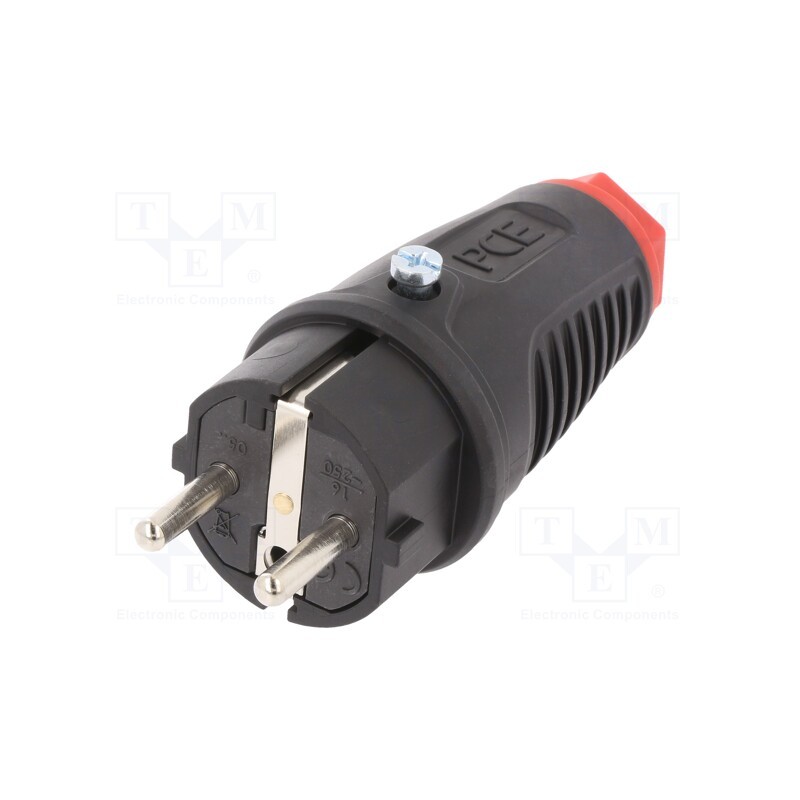 1 pcs x PCE - 0522-SR - Connector: AC supply, male, plug, 2P+PE, 250VAC, 16A, for cable