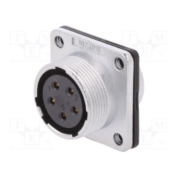 1 pcs x WEIPU - WS20K5ZZ1 - Socket, WS, female, PIN: 5, flange (4 holes),for panel mounting