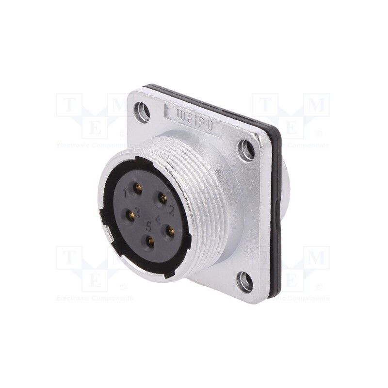 1 pcs x WEIPU - WS20K5ZZ1 - Socket, WS, female, PIN: 5, flange (4 holes),for panel mounting