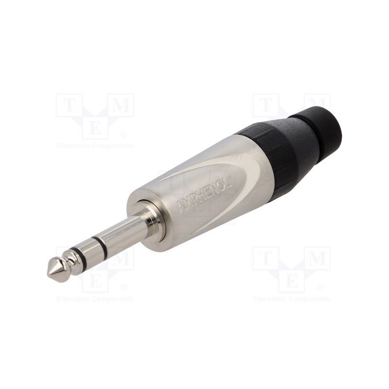 1 pcs x AMPHENOL - JS3P - Plug, Jack 6,3mm, male, mono, ways: 2, straight, for cable, black