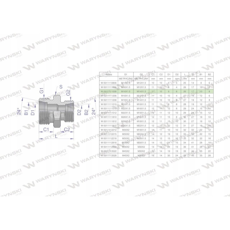 Hydraulic connector m16x1 5 10l m14x1 5 08l 5pcs