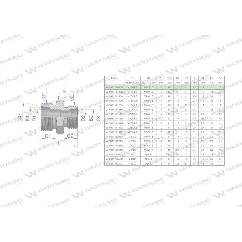 Hydraulic connector m14x1 5 08l m12x1 5 06l 5pcs