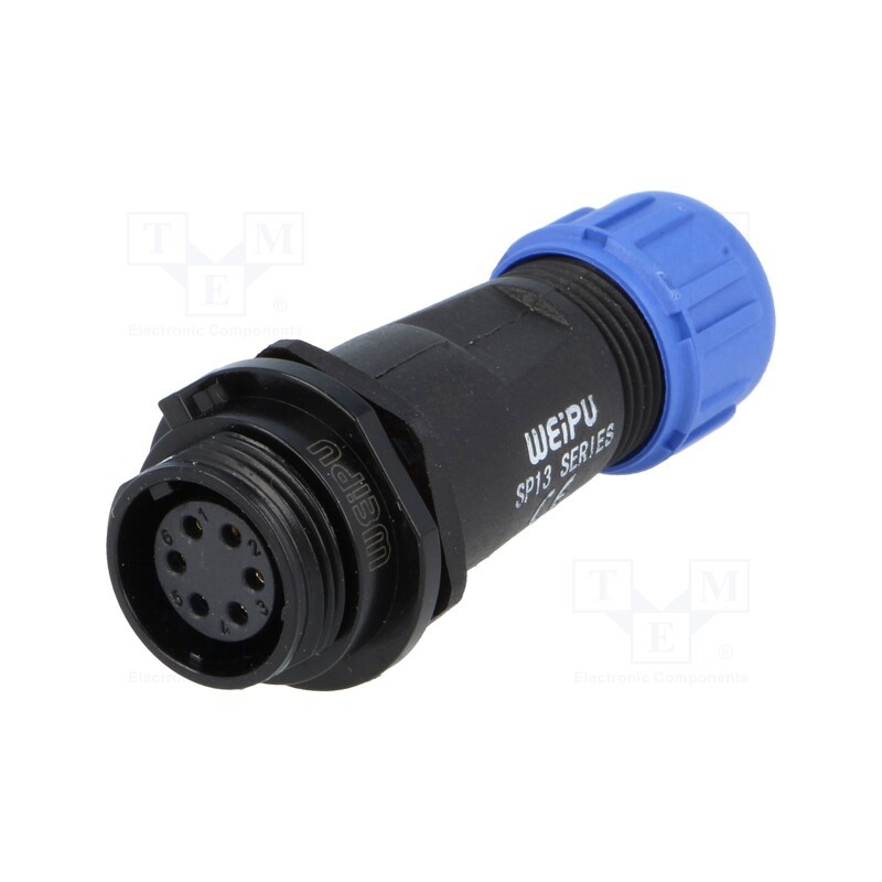 1 pcs x WEIPU - SP1311/S6I-N - Plug, SP13, female, PIN: 6, IP68, 4÷6.5mm, 5A, soldering, for cable