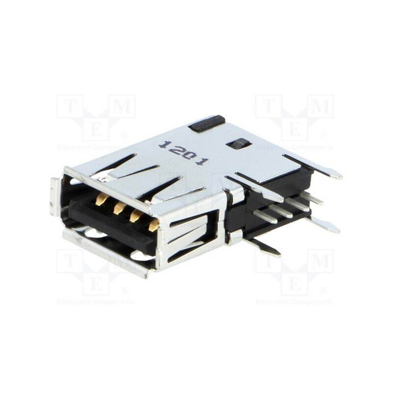 1 pcs x TE Connectivity - 292336-1 - Socket, USB A, on PCBs, THT, PIN: 4, side,angled 90°