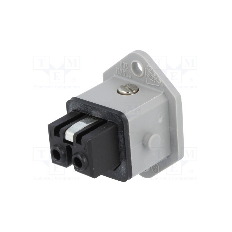 1 pcs x HIRSCHMANN - 932047106 STAKEI 200 - Connector: rectangular, ST, socket, female, PIN: 2, coded, tinned