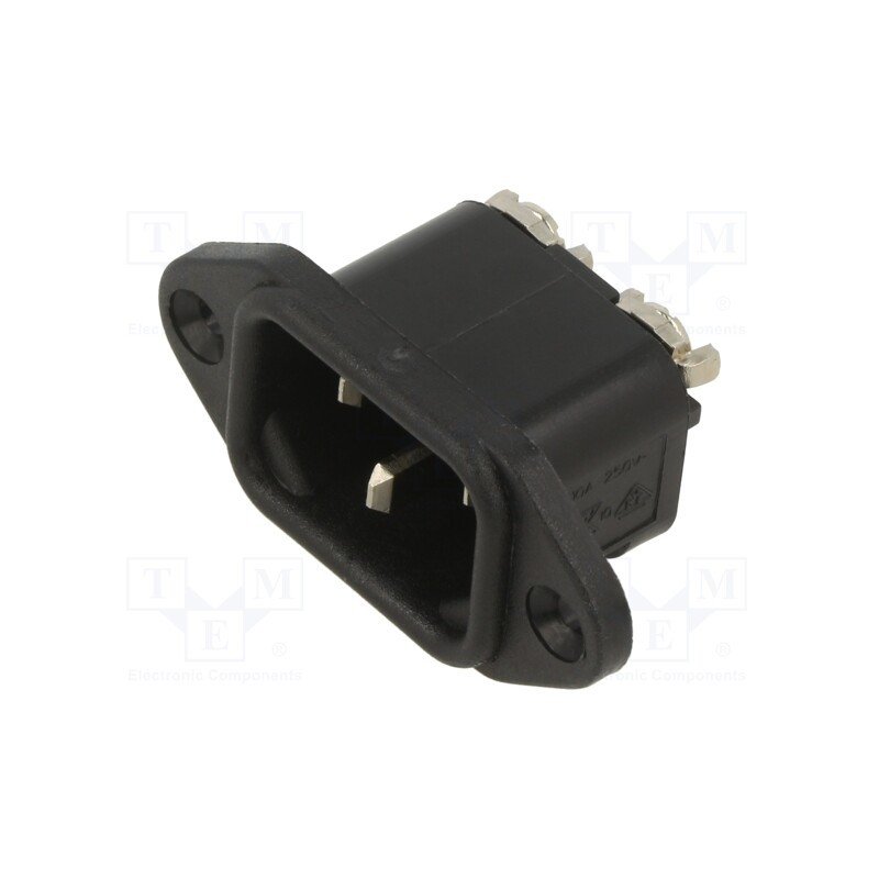 1 pcs x BULGIN - PX0580/TERM - Connector: AC supply, socket, male, 10A, 250VAC, C14 (E), -40÷70°C