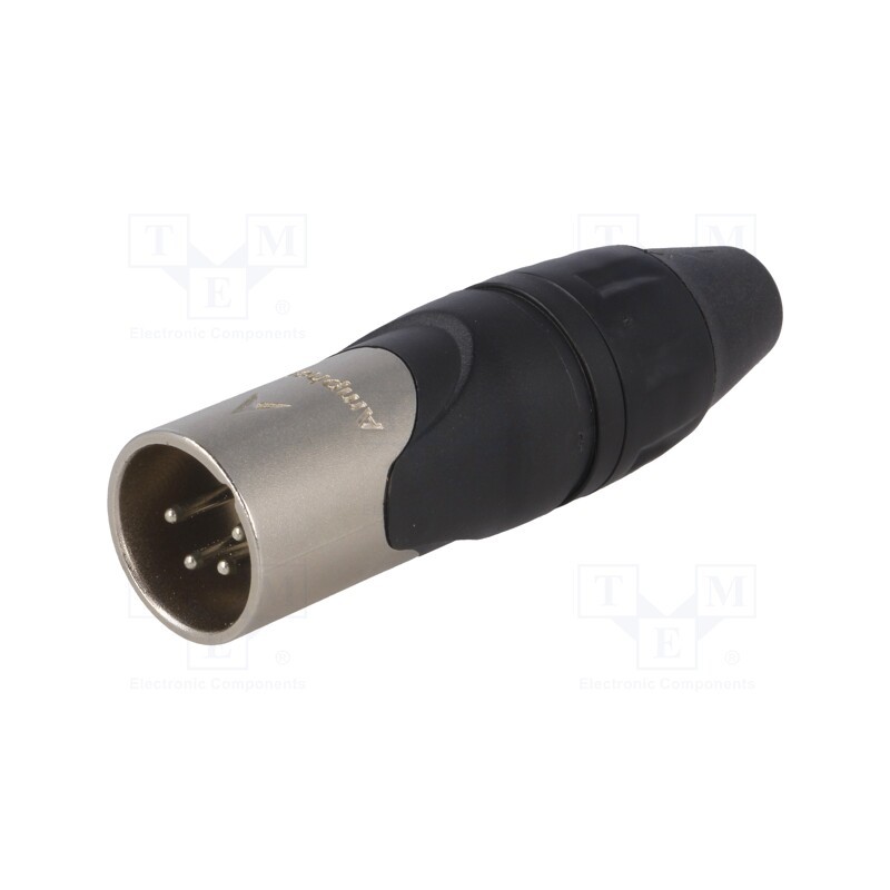 1 pcs x AMPHENOL - AX4M - Plug, XLR, male, PIN: 4, straight, for cable, soldering, 133V, 10A