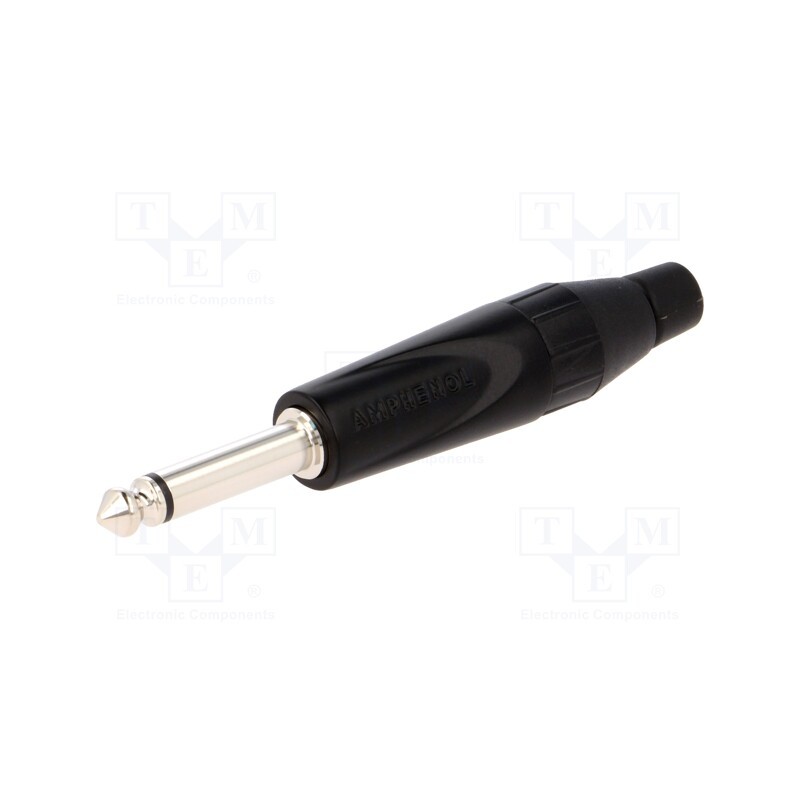 1 pcs x AMPHENOL - TM2PB - Plug, Jack 6,3mm, male, mono, ways: 2, straight, for cable, black