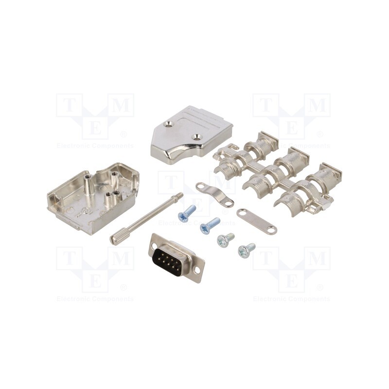 1 pcs x ENCITECH - 6355-0007-01 - D-Sub, PIN: 9, plug, male, angled, soldering, for cable, black