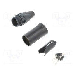 1 pcs x NEUTRIK - NC3MXX-BAG - Plug, XLR, male, PIN: 3, straight, for cable, soldering, 16A, 14AWG