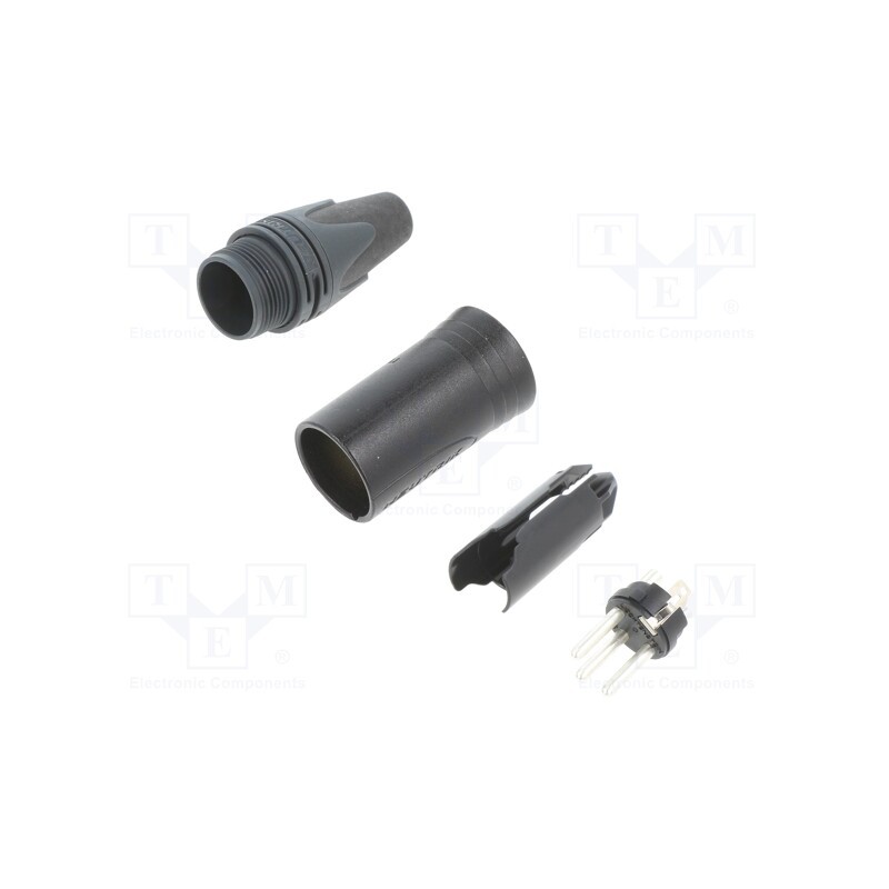 1 pcs x NEUTRIK - NC3MXX-BAG - Plug, XLR, male, PIN: 3, straight, for cable, soldering, 16A, 14AWG
