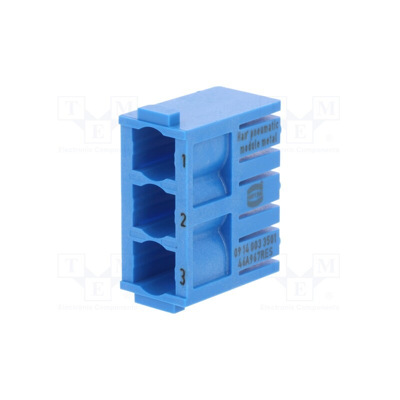 1 pcs x HARTING - 9140033501 - Connector: pneumatic, module, male-female, Han-Modular®, ways: 3