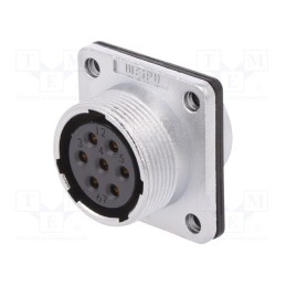 1 pcs x WEIPU - WS20K7ZZ1 - Socket, WS, female, PIN: 7, flange (4 holes),for panel mounting