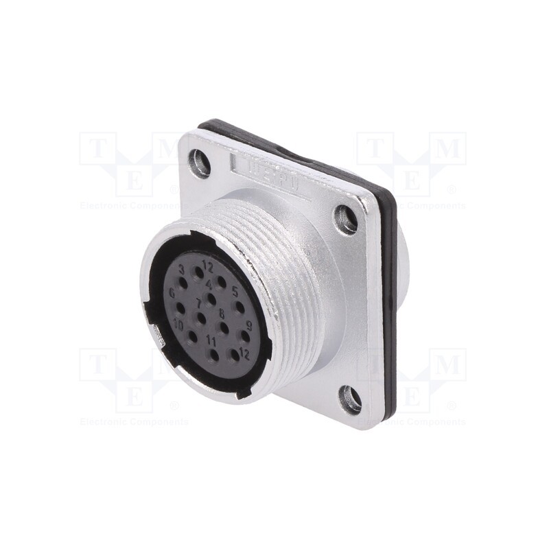 1 pcs x WEIPU - WS20K12ZZ1 - Socket, WS, female, PIN: 12, flange (4 holes),for panel mounting