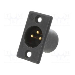 1 pcs x NEUTRIK - NC3MP-B - Socket, XLR, male, PIN: 3, straight, soldering, black, 16A, 27mm