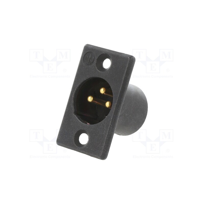 1 pcs x NEUTRIK - NC3MP-B - Socket, XLR, male, PIN: 3, straight, soldering, black, 16A, 27mm