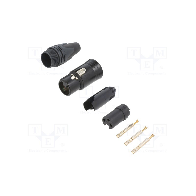 1 pcs x NEUTRIK - NC3FXX-HA-BAG - Plug, XLR, female, PIN: 3, straight, for cable, crimped, 1A, 3.5÷8mm