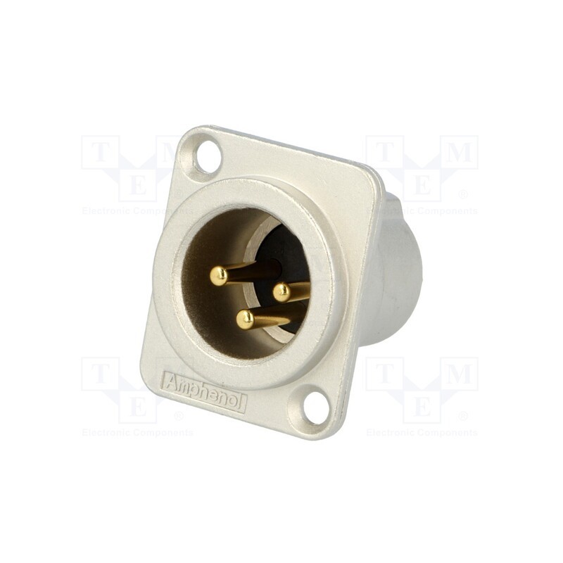 1 pcs x AMPHENOL - AC3MMDZ-AU - Socket, XLR, male, PIN: 3, straight, turned contacts, soldering